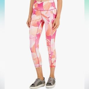 Ideology Pink Orange Artistic Compression Petal Side Pocket 7/8 Leggings
